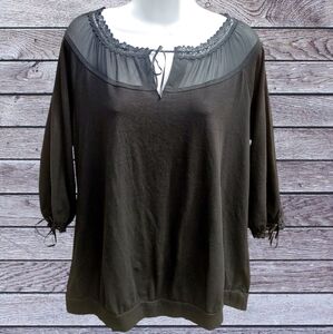 Apostrophe Black Sheer Neck Blouse Size Large 14-16